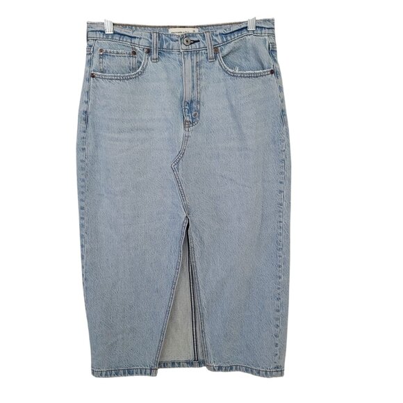 Abercrombie & Fitch Dresses & Skirts - Abercrombie & Fitch High Rise Denim Midi Skirt Size 28/6 Light Wash 90s Y2K